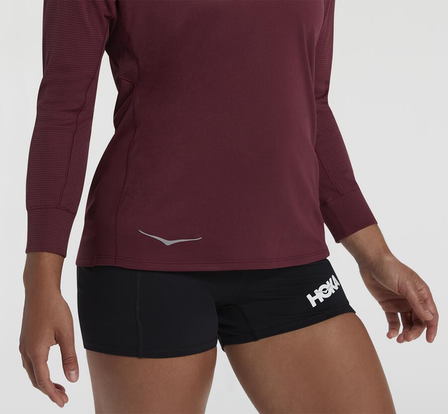 Tops Womens - Hoka One One Performance 3/4 Sleeve - Brown - HMBRGZY-27